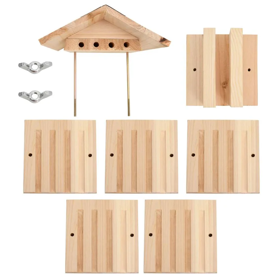 Hôtel d'abeilles Bois de sapin massif 22x20x20 cm - 5