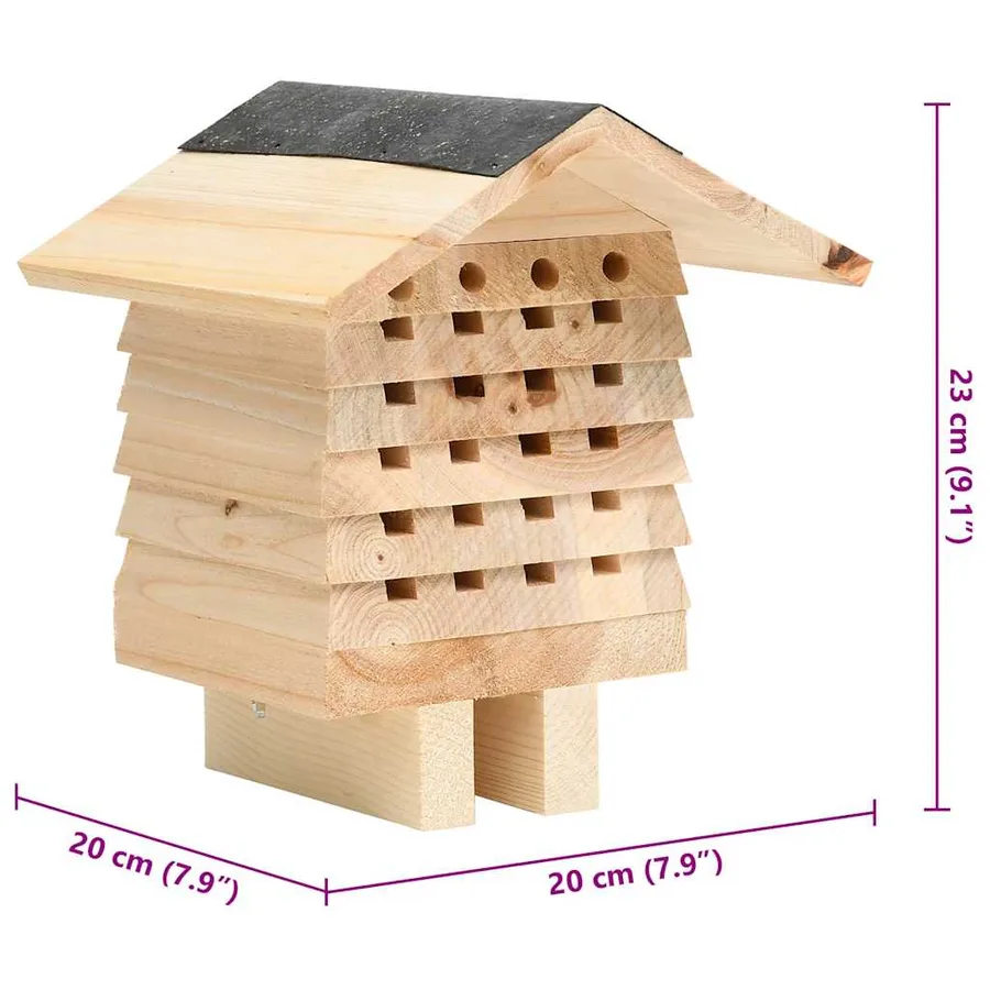 Hôtel d'abeilles Bois de sapin massif 22x20x20 cm - 9