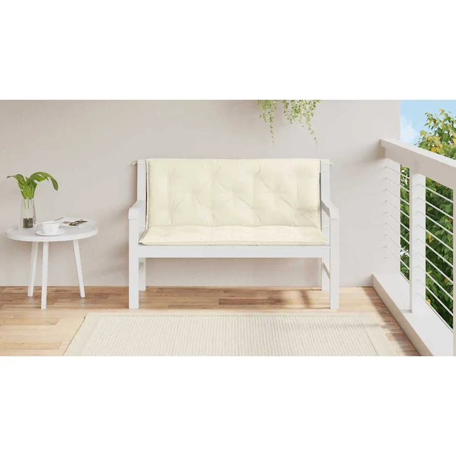 Coussin de banc de jardin blanc crème tissu oxford - 3