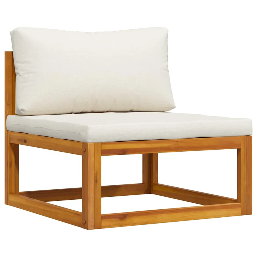 Ensemble de canapés 2 pcs et coussins blanc crème Acacia solide - 5