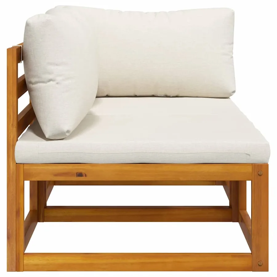 Ensemble de canapés 2 pcs et coussins blanc crème Acacia solide - 8