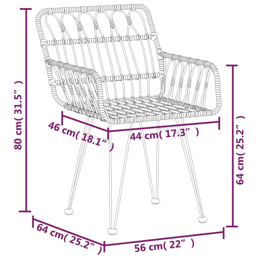 Ensemble à manger de jardin 7 pcs Résine tressée - 10