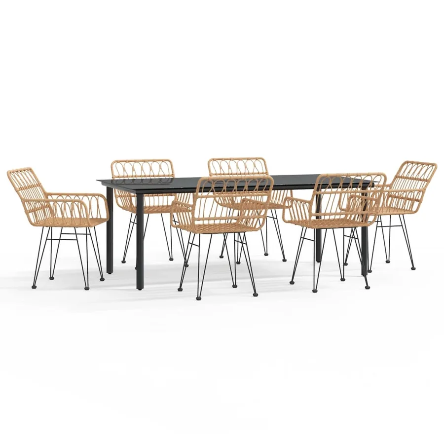 Ensemble à manger de jardin 7 pcs Résine tressée - 2