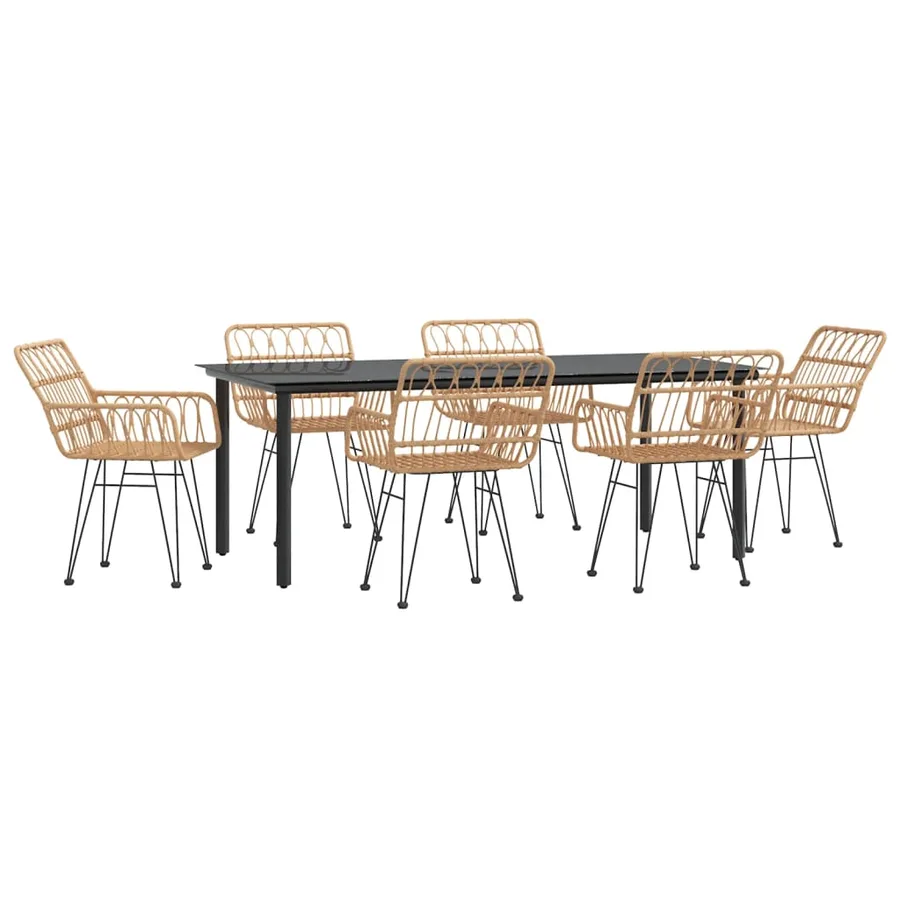 Ensemble à manger de jardin 7 pcs Résine tressée - 3