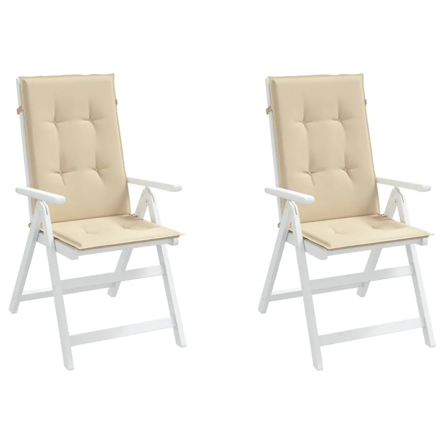 Coussins de chaise de jardin dossier haut lot de 2 beige tissu - 4