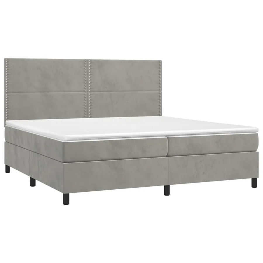 Sommier à lattes de lit matelas et LED Gris clair 200x200 cm - 3