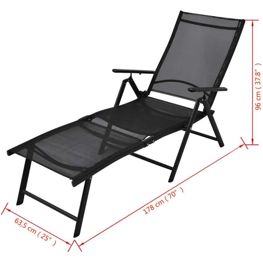 Chaise longue pliable Aluminium Noir - 6