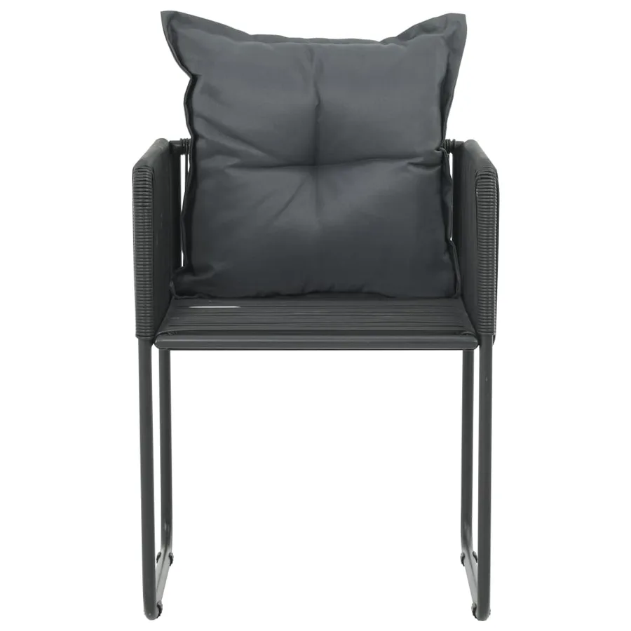 Chaises d'extérieur lot de 2 avec oreillers Résine tressée Noir - 3