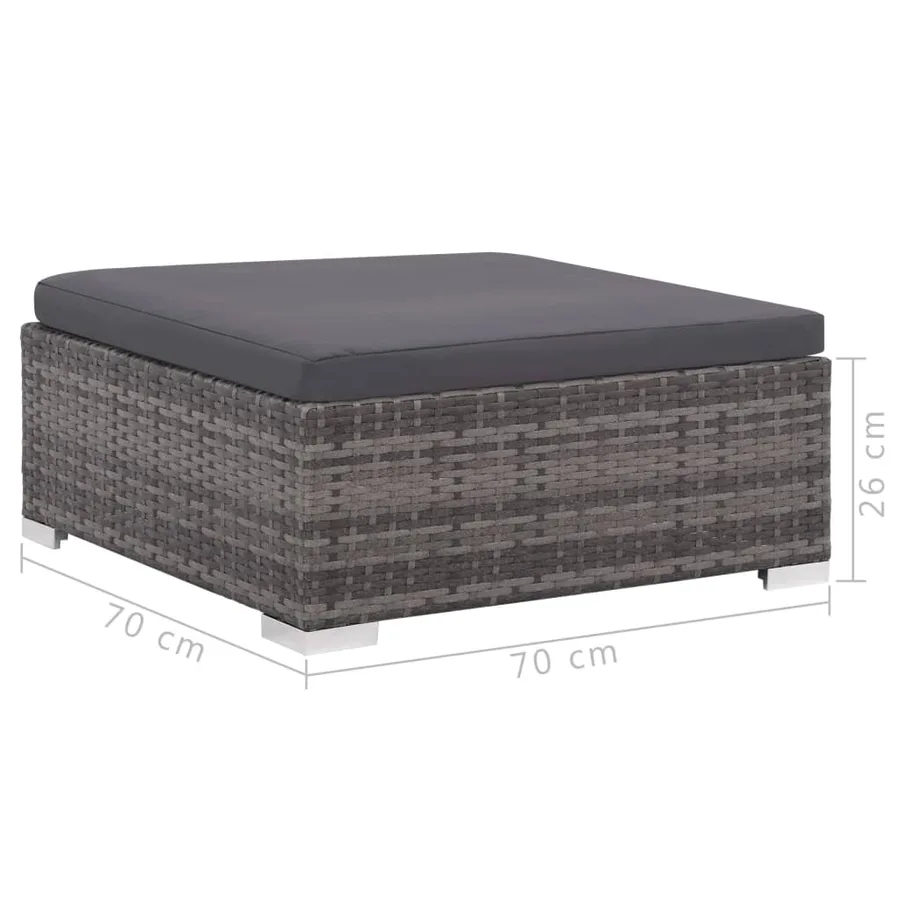 Salon de jardin 6 pcs avec coussins résine tressée gris - 10