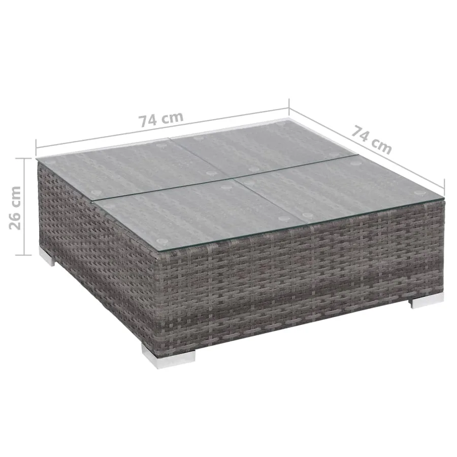 Salon de jardin 6 pcs avec coussins résine tressée gris - 11