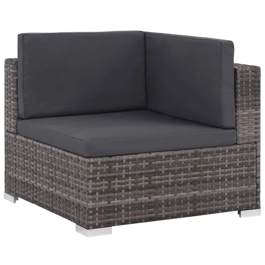 Salon de jardin 6 pcs avec coussins résine tressée gris - 3