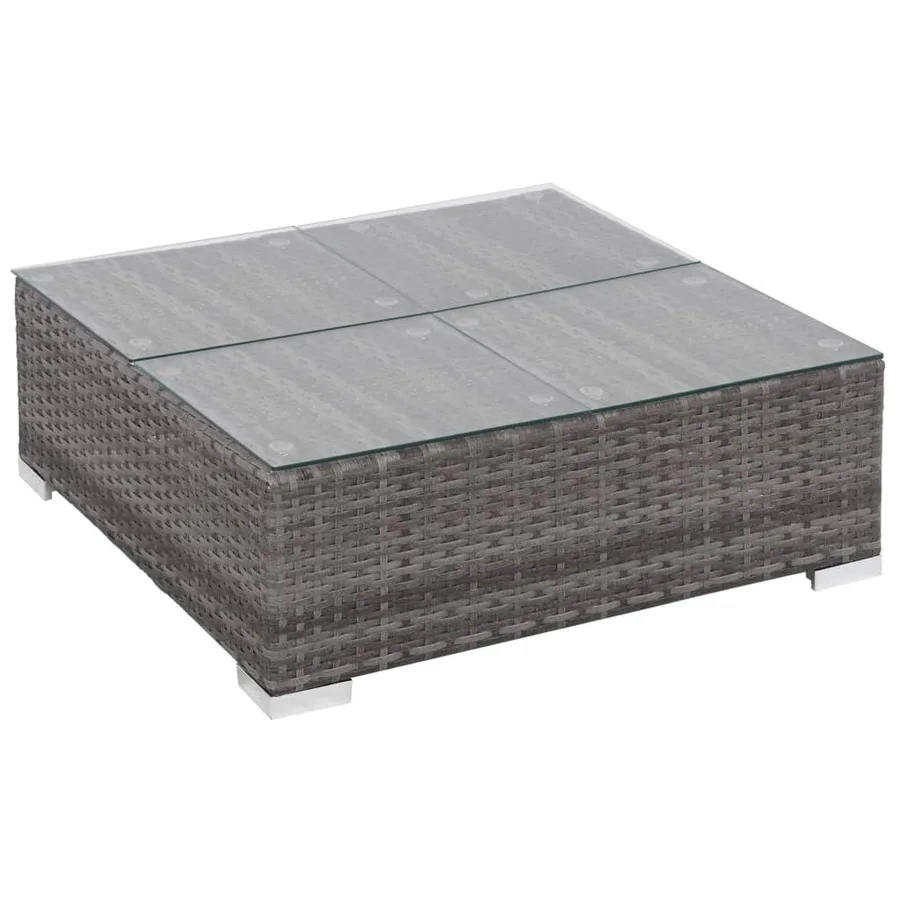 Salon de jardin 6 pcs avec coussins résine tressée gris - 6