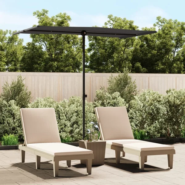 Parasol de jardin avec mât en aluminium 180x110 cm Noir