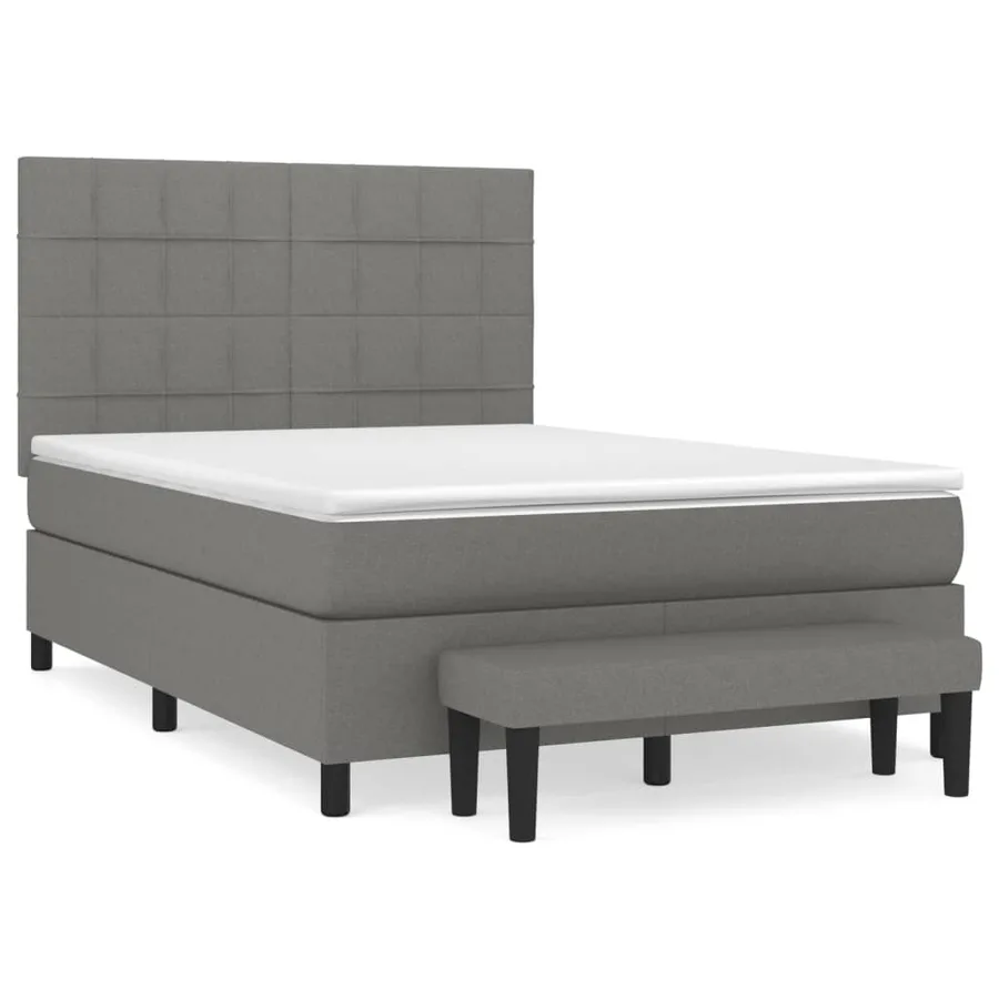 Sommier à lattes de lit avec matelas Gris foncé 140x200cm Tissu - 2