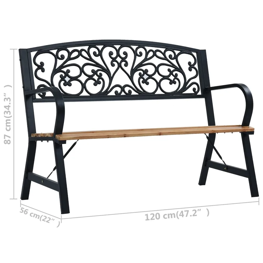 Banc de jardin 120 cm Bois - 8