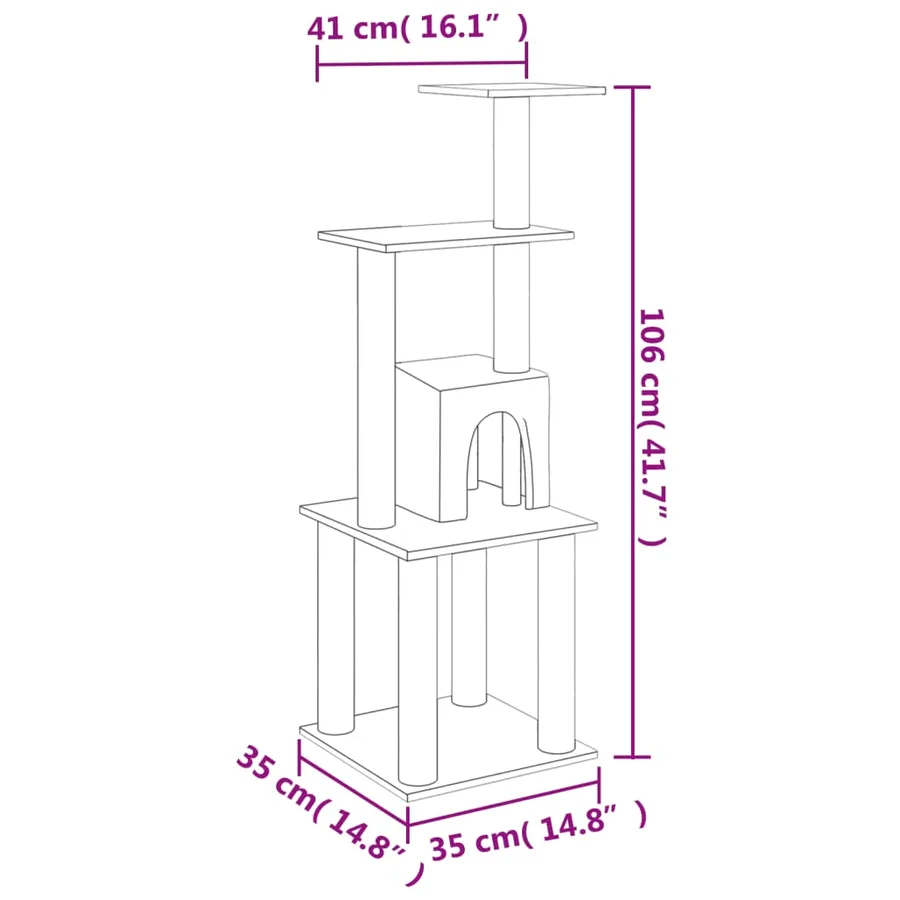 Arbre à chat avec griffoirs en sisal Gris clair 105 cm - 6