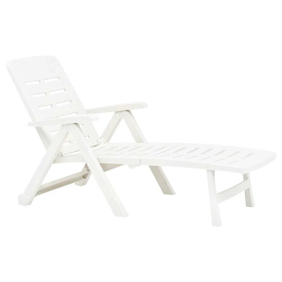 Chaise longue pliable Plastique Blanc - 3