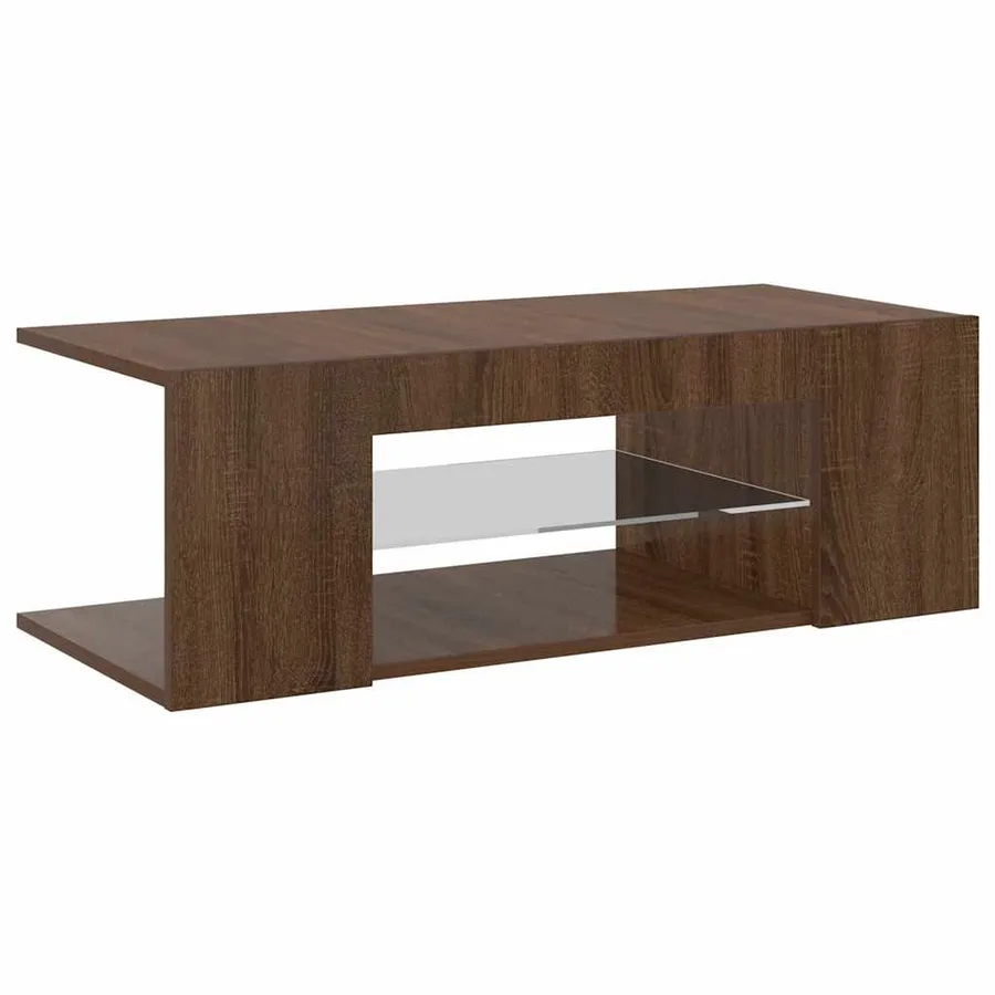Meuble TV avec lumières LED Chêne marron 90x39x30 cm - 2