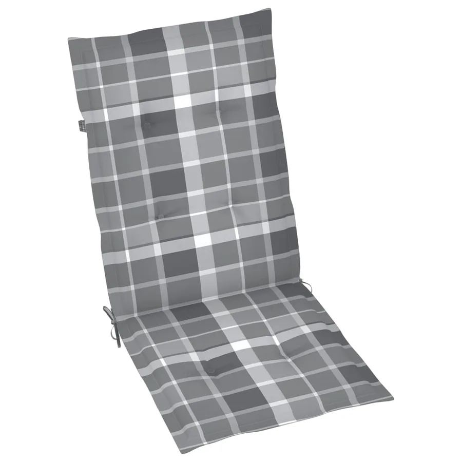 Chaises de jardin lot de 6 et coussins carreaux gris Bois teck - 7