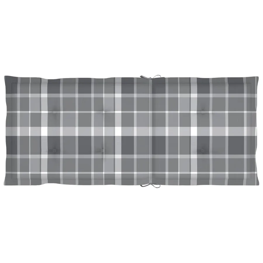 Chaises de jardin lot de 6 et coussins carreaux gris Bois teck - 8