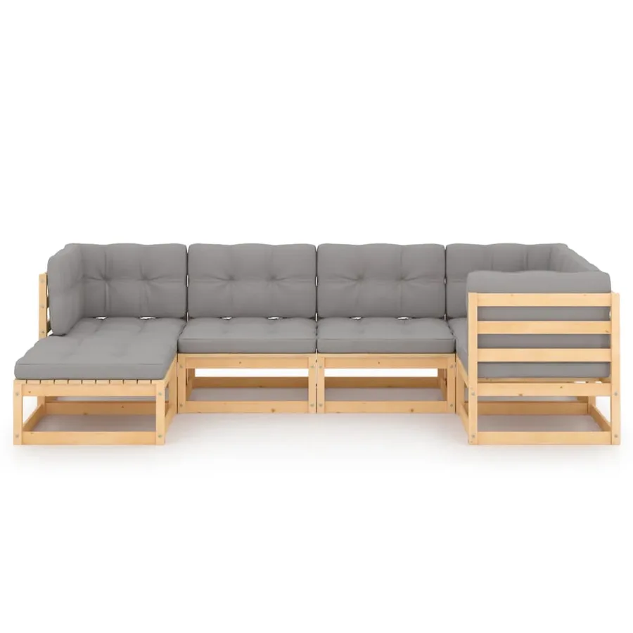 Salon de jardin 6 pcs avec coussins Bois de pin massif - 3