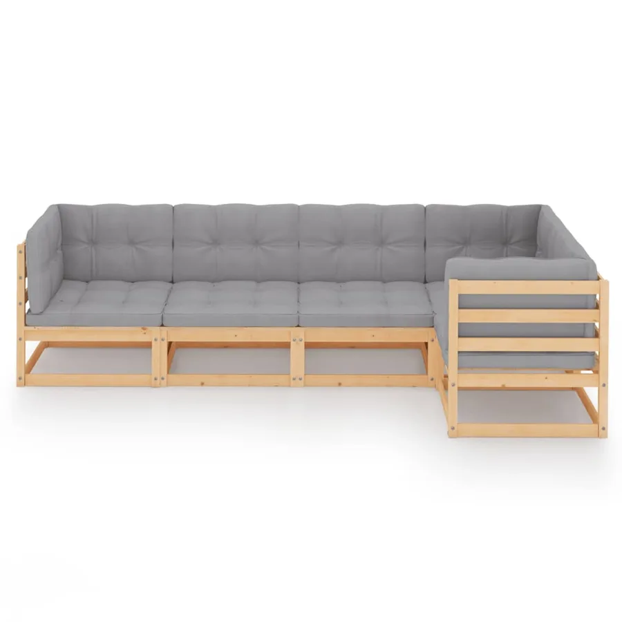 Salon de jardin 5 pcs avec coussins Bois de pin massif - 3