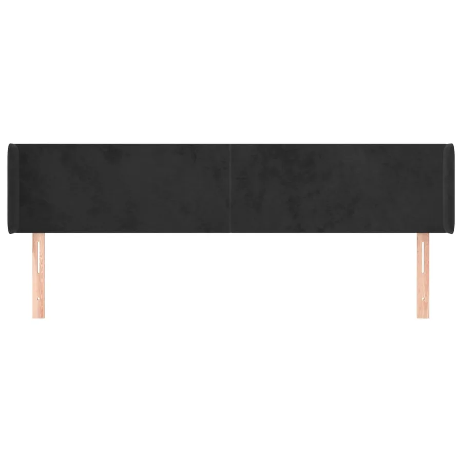 Tête de lit avec oreilles Noir 203x16x78/88 cm Velours - 3