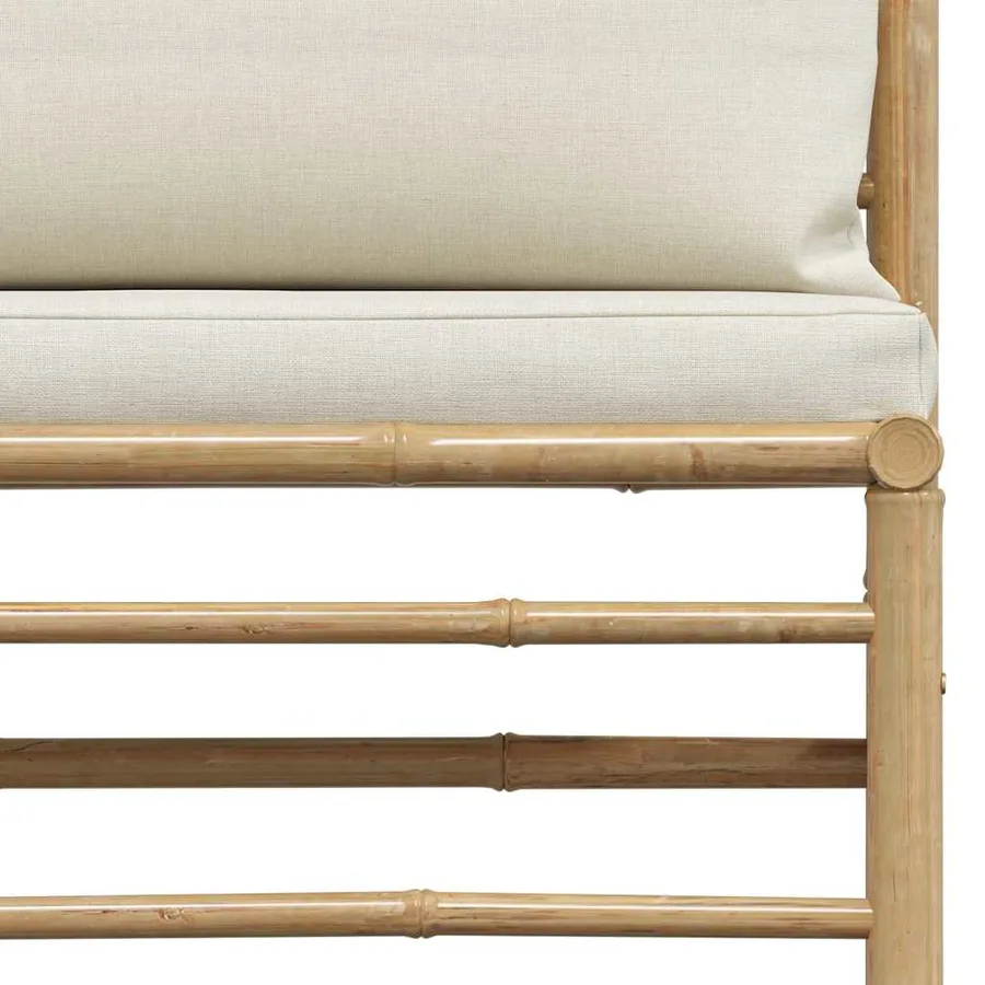 Salon de jardin 2 pcs avec coussins blanc crème Bambou - 11