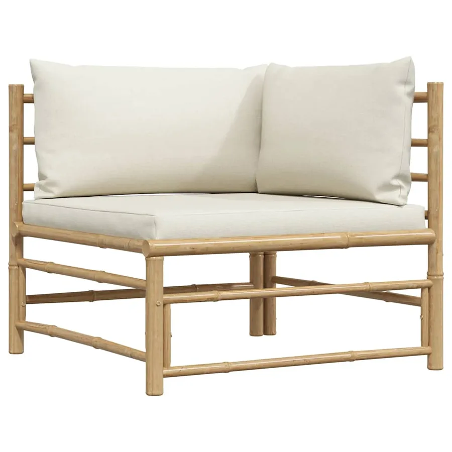 Salon de jardin 2 pcs avec coussins blanc crème Bambou - 6