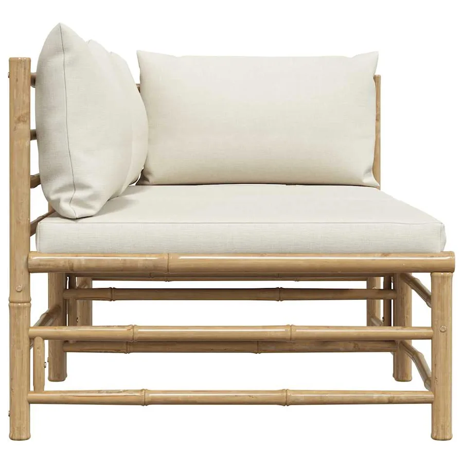 Salon de jardin 2 pcs avec coussins blanc crème Bambou - 7