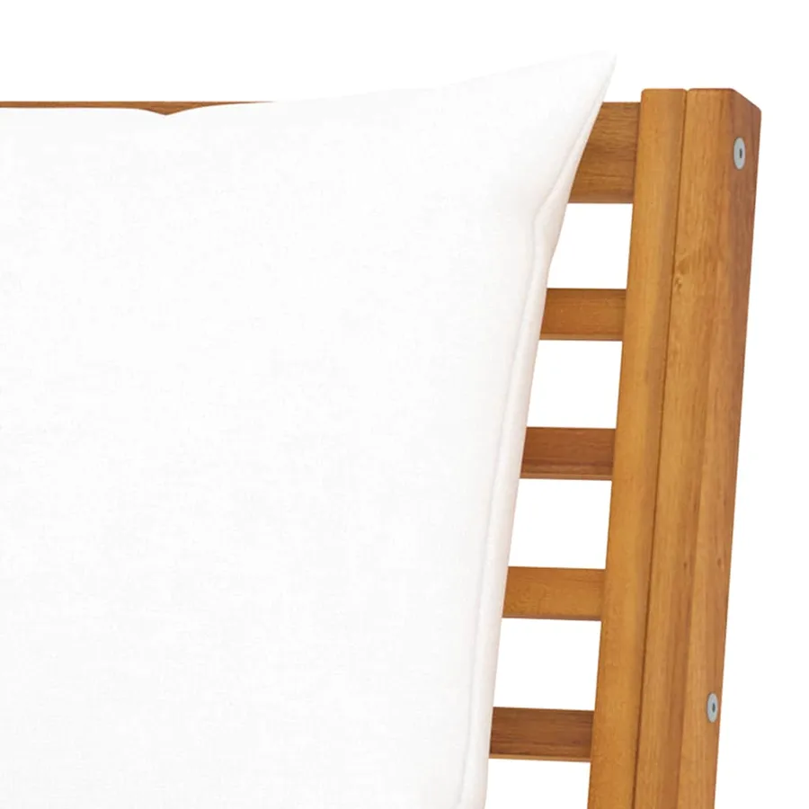 Banc de jardin 114,5 cm avec coussin crème Bois solide d'acacia - 6