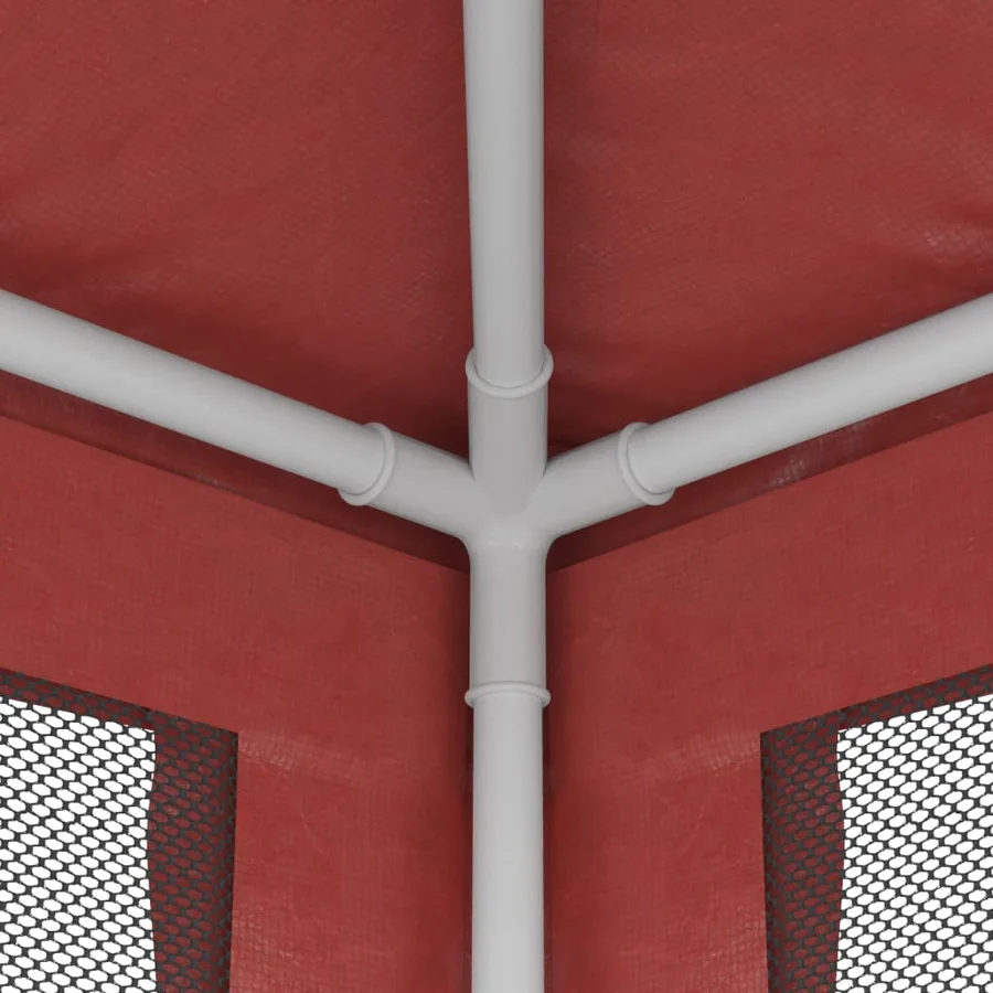 Tente de fête avec 4 parois latérales en maille Rouge 3x3m PEHD - 6