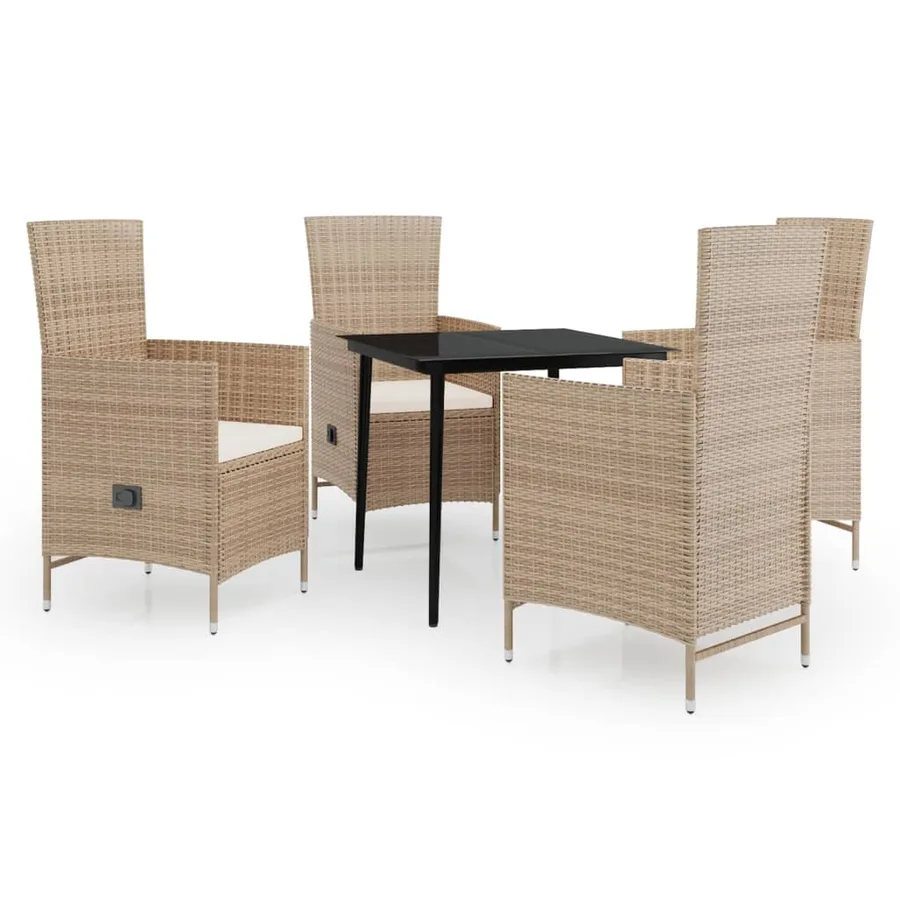 Ensemble à manger de jardin avec coussins 5 pcs Beige - 2