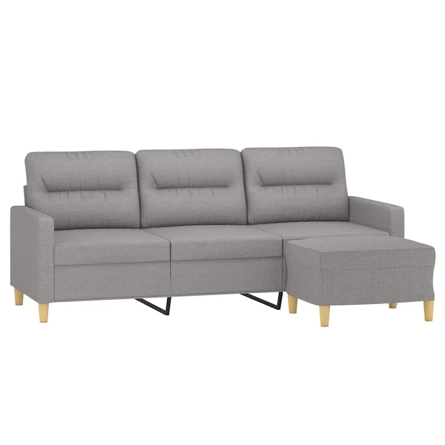 Canapé à 3 places avec repose-pieds Gris clair 180 cm Tissu - 3