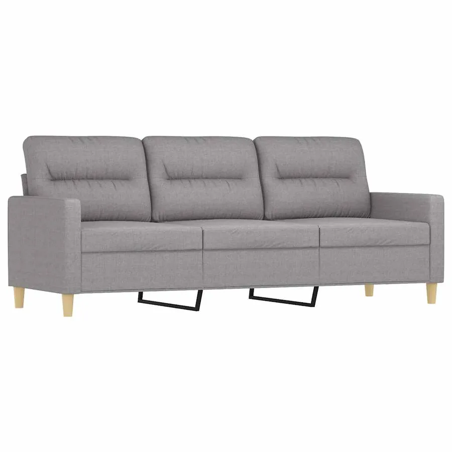 Canapé à 3 places avec repose-pieds Gris clair 180 cm Tissu - 4