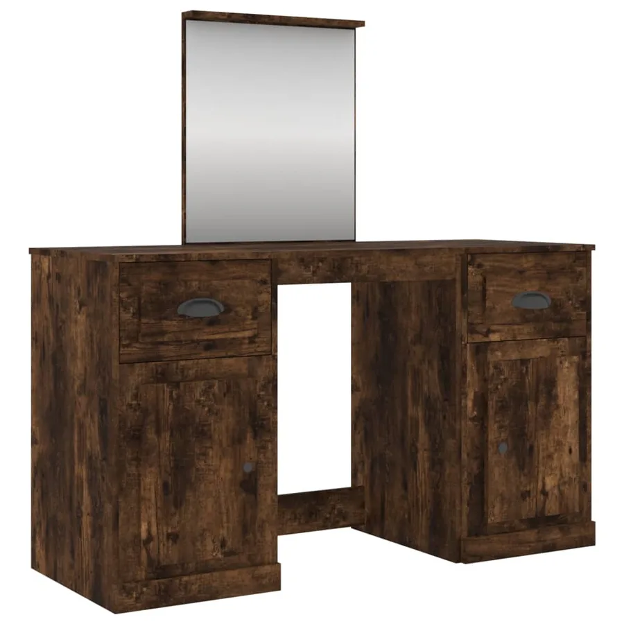 Coiffeuse avec miroir chêne fumé 130x50x132,5 cm - 2