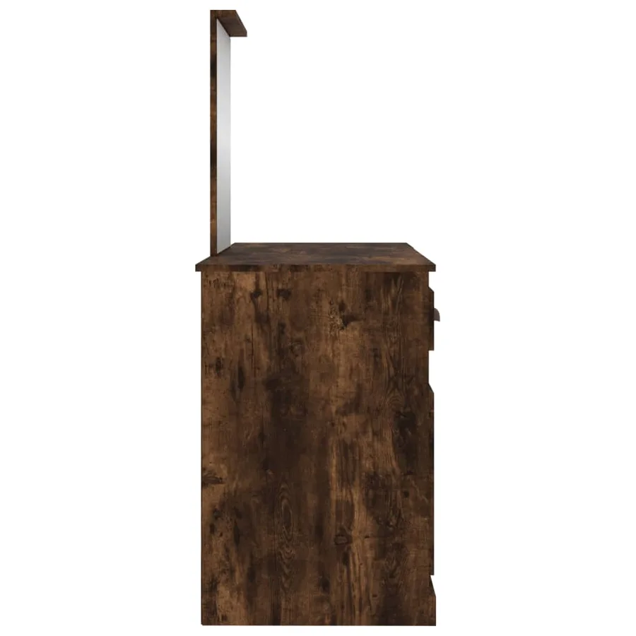 Coiffeuse avec miroir chêne fumé 130x50x132,5 cm - 7
