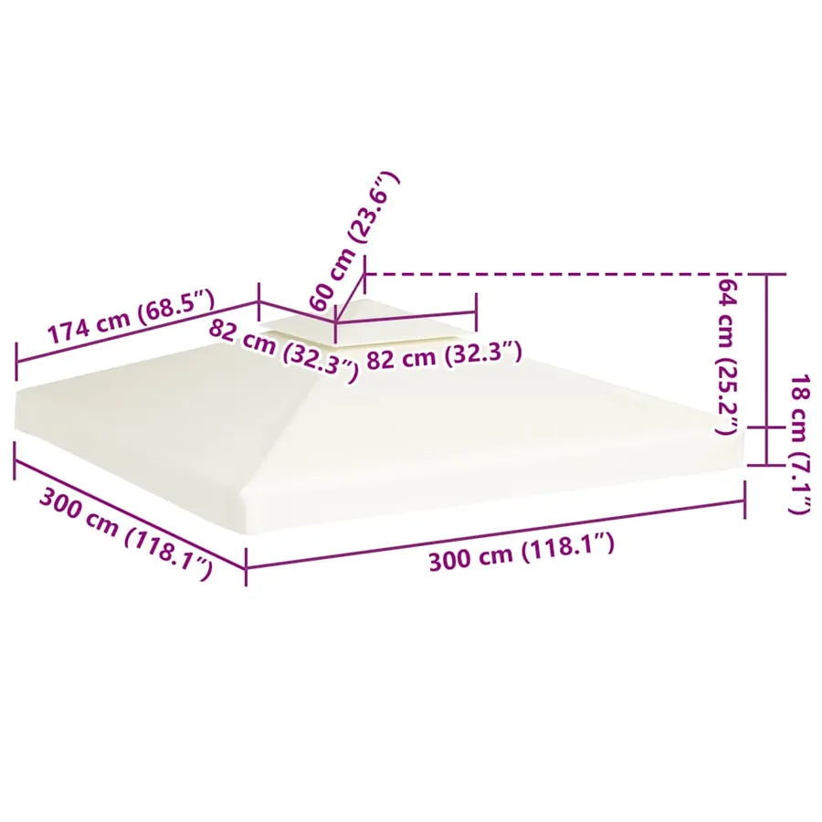 Recouvrement de remplacement d'auvent 310 g/m² 3x3m Blanc crème - 6