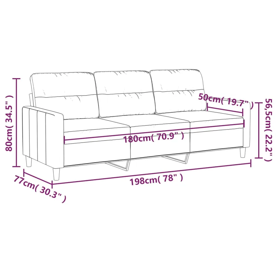 Canapé à 3 places Gris clair 180 cm Tissu - 8