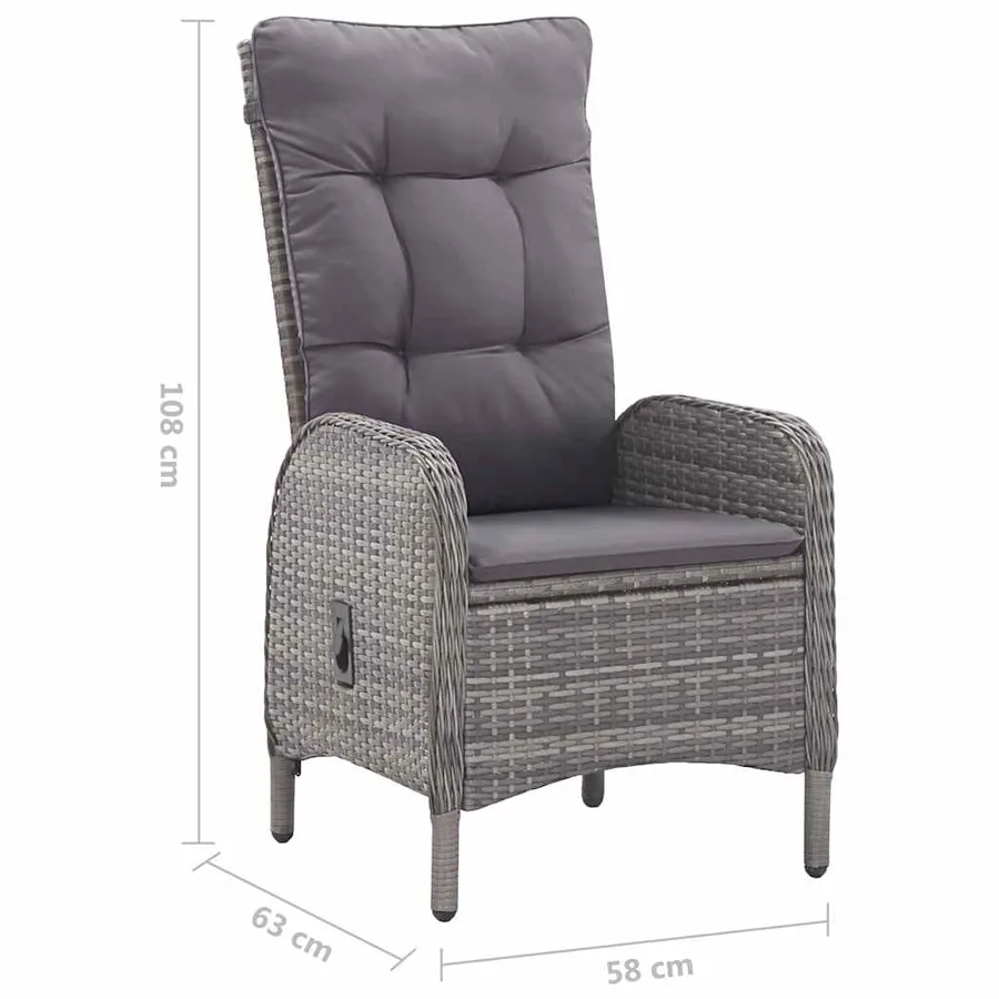 Ensemble à manger de jardin 9 pcs Gris - 10