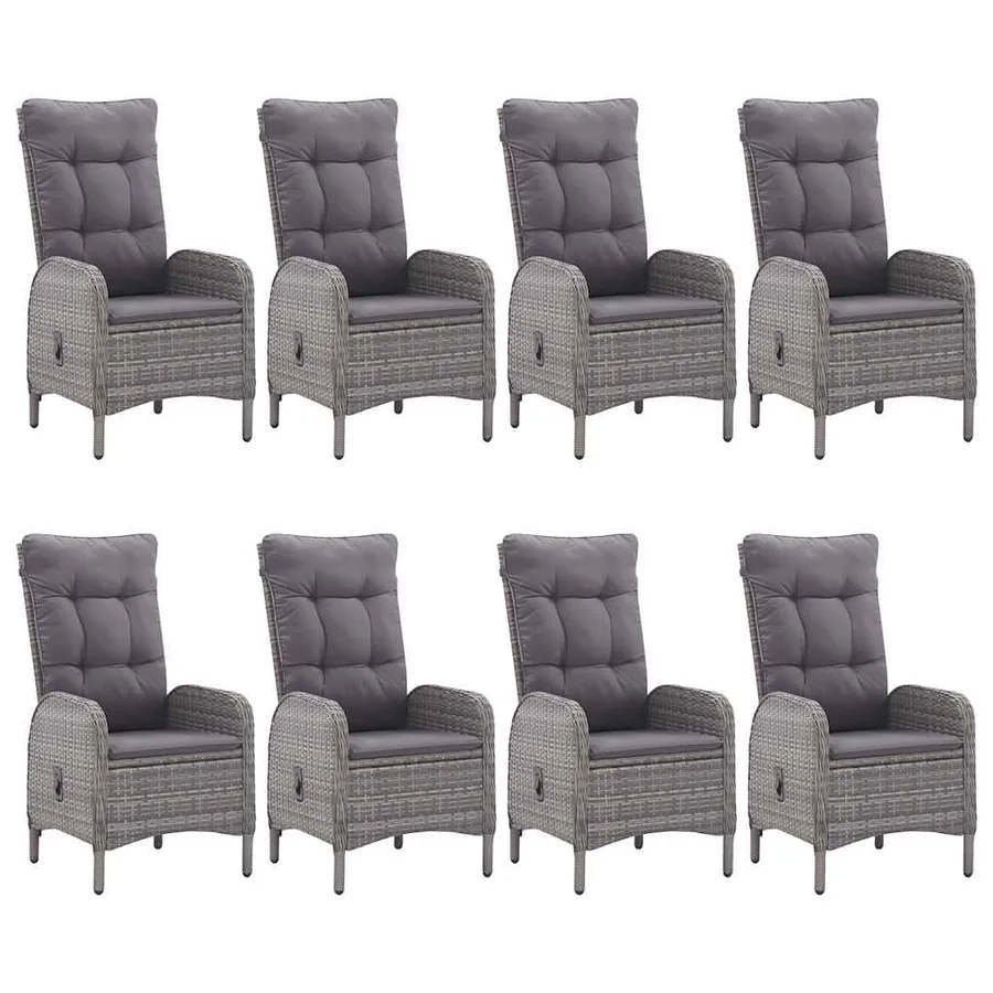 Ensemble à manger de jardin 9 pcs Gris - 5