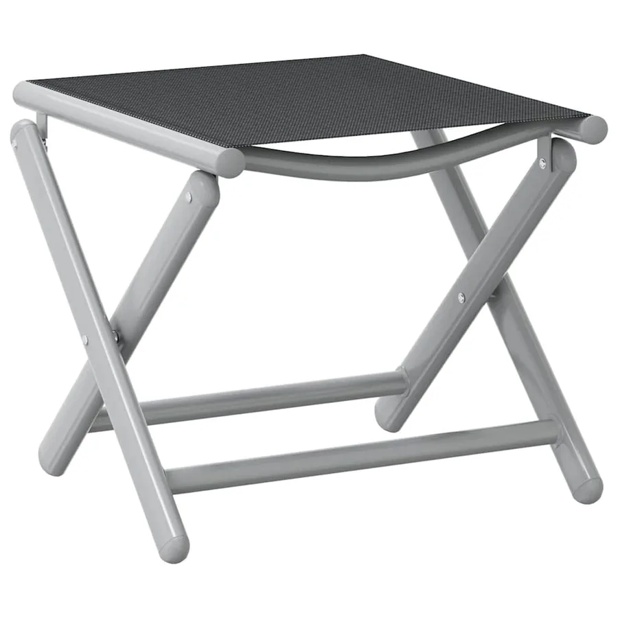 Repose-pied pliable noir et argenté textilène et aluminium - 2