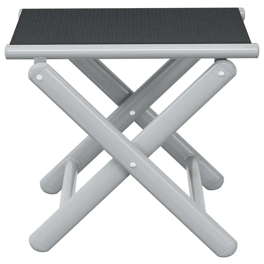 Repose-pied pliable noir et argenté textilène et aluminium - 4