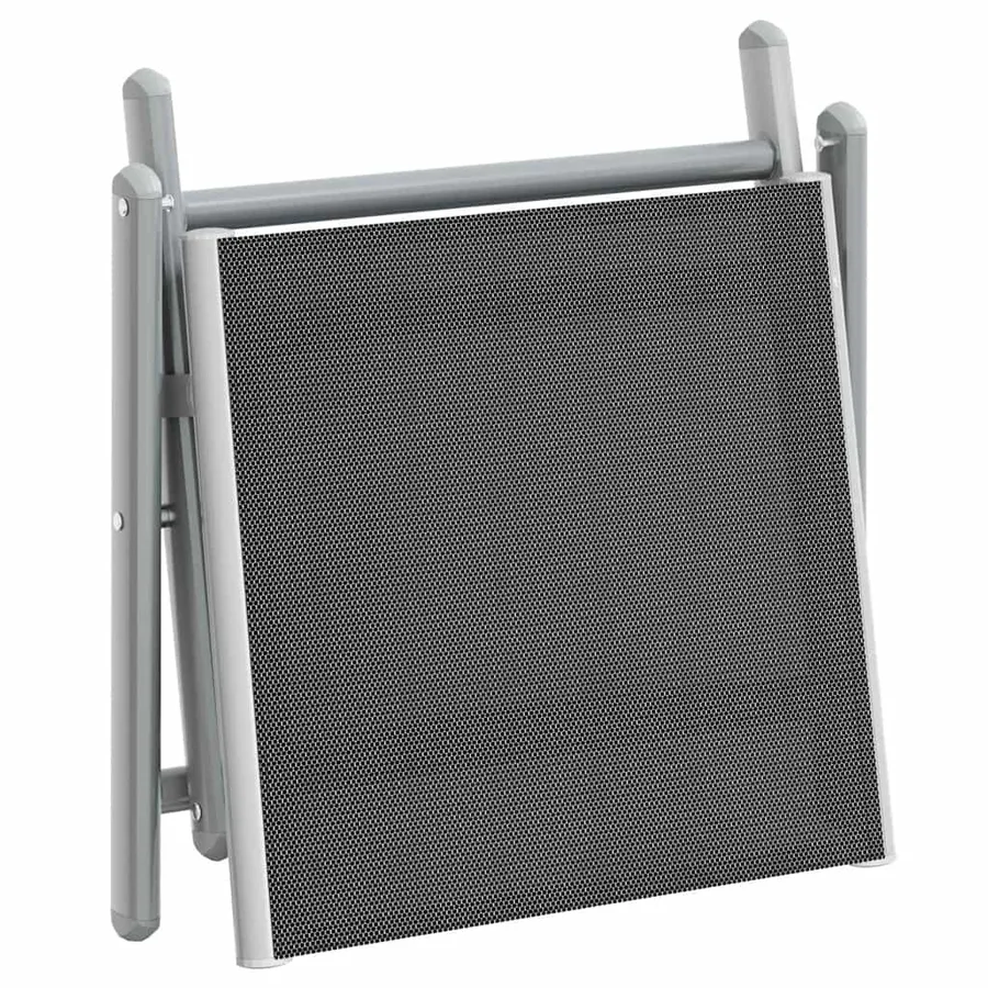 Repose-pied pliable noir et argenté textilène et aluminium - 5