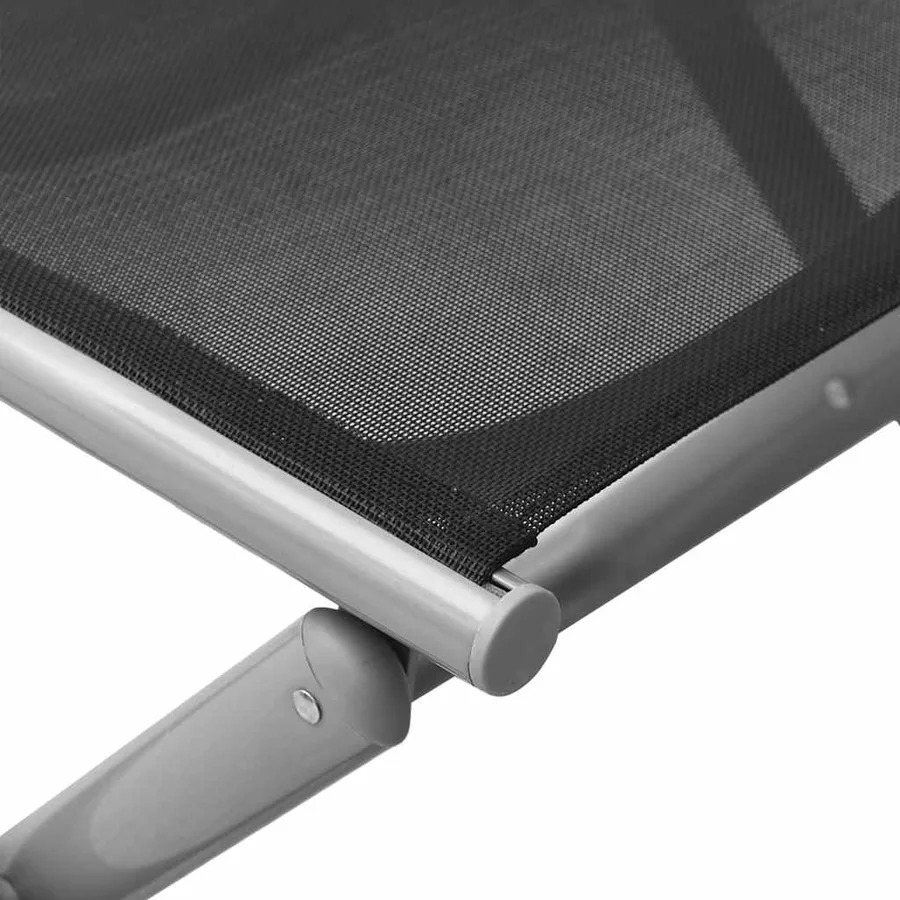 Repose-pied pliable noir et argenté textilène et aluminium - 6