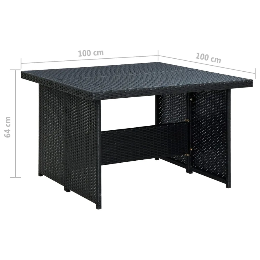 Salon de jardin 6 pcs avec coussins résine tressée noir - 12