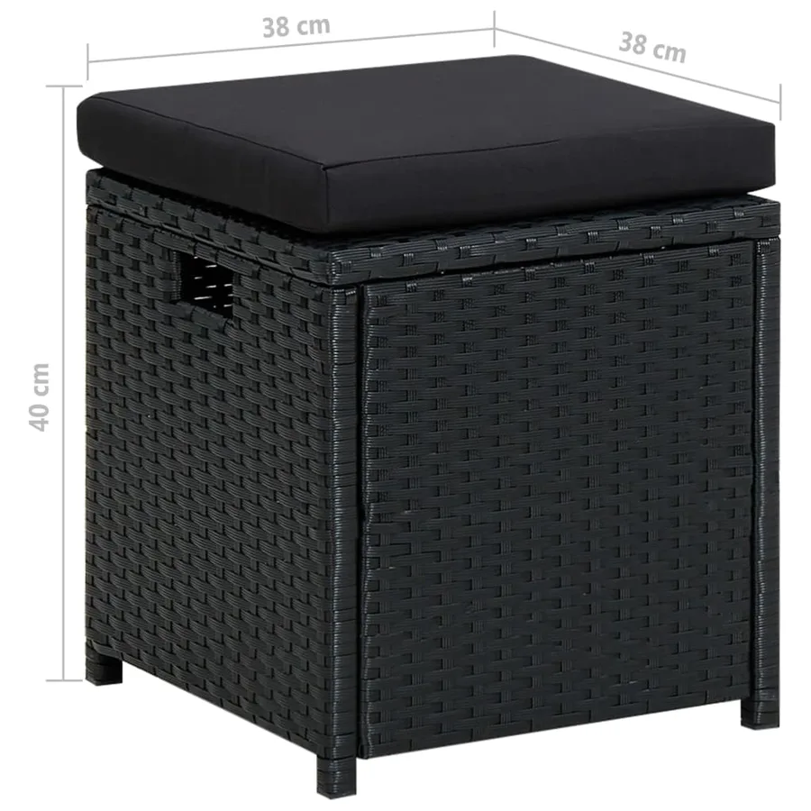 Salon de jardin 6 pcs avec coussins résine tressée noir - 13