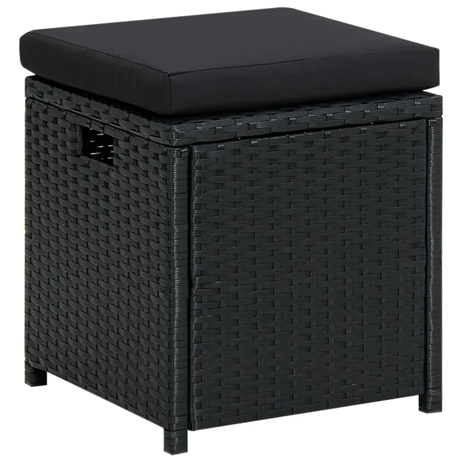 Salon de jardin 6 pcs avec coussins résine tressée noir - 9