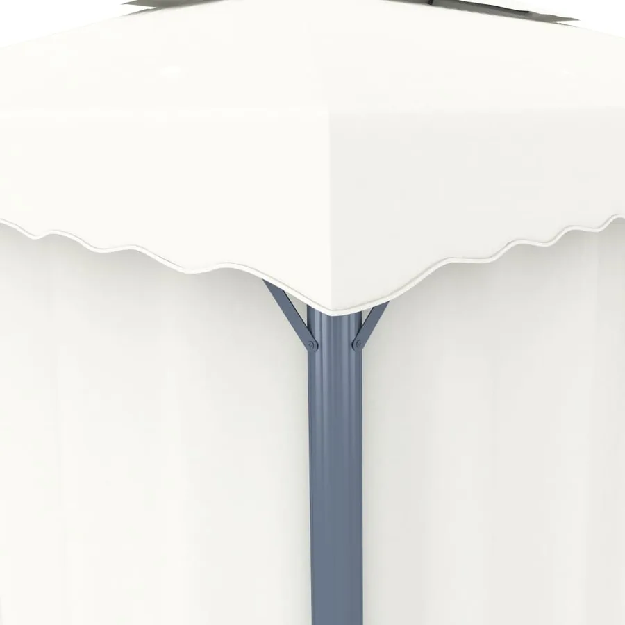 Tonnelle avec rideau 4x3 m Blanc crème Aluminium - 6