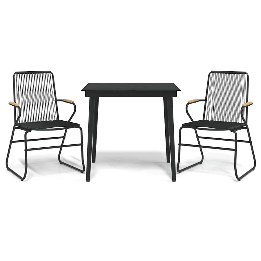 Ensemble à manger de jardin 3 pcs noir rotin PVC - 2